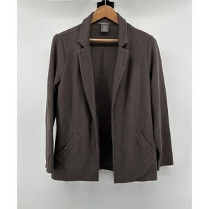 Matty M Knit Blazer Women's L Boyfriend Pebble Gray Layers Winter Timeless Warm